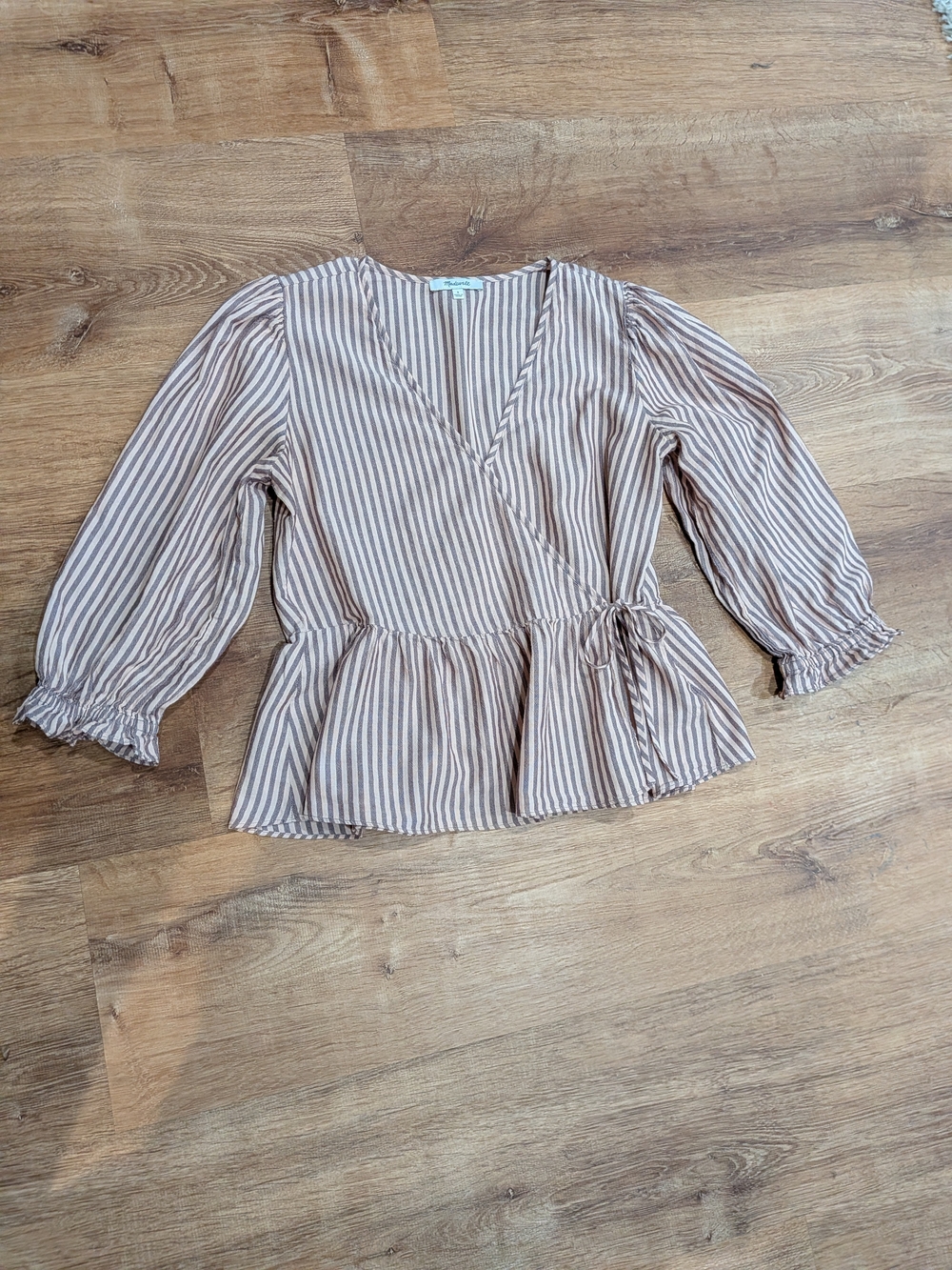 Madewell Puff Sleeve Peplum Wrap Top